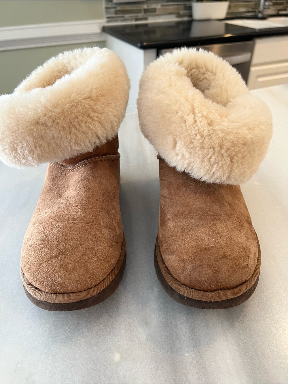 UGG Chestnut Suede Shearling Booties - size 8
